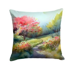North Carolina Dogwoods in Watercolor Throw Pillow Machine Washable, Indoor Outdoor Decorative Pillow for Couch, Bed or Patio, 14Hx14W