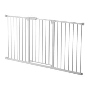 Baby Gate, 60.6-63.3 Inches Adjustable Width, 30 Inches High Dog Gate, Easy Step Walk Thru, for Child Pet Security, Pressure Mount Kit, Wall Cups