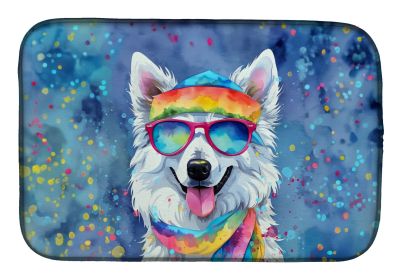 American Eskimo Hippie Dawg Dish Drying Mat Absorbent Dish Drying Mat Pad for Kitchen Counter Dish Drainer Mat for Countertop, 14 x 21", Multicol
