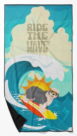 Surfer Dog Old English Sheepdog Premium Beach Towel Oversized Towel Beach Blanket, Pool, Beach Essentials, Yoga, Premium Bath Towel, Quick Dry Pl
